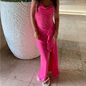 White fox X Madison grey pink dress